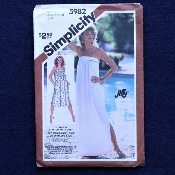 VTG 80's Sundress Sewing Pattern Simplcity #5982 Swim Cover Pockets Bust 32.5-36 - Picture 1 of 4